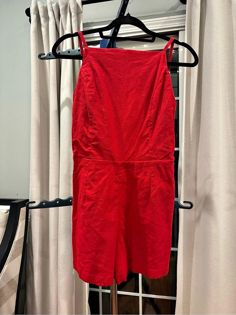 Abercrombie & Fitch Linen Blend Romper Red Small Petite